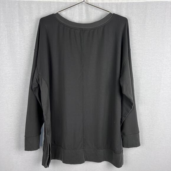 Garnet Hill Top Ribbed Tunic Slouchy Oversized Gray Lounge Cozy Fall Capsule - Picture 4 of 8